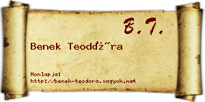 Benek Teodóra névjegykártya